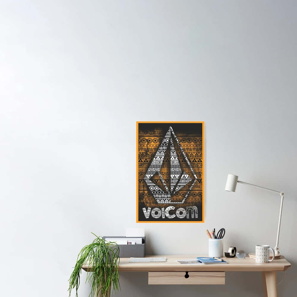 Volcom Branded Posterin Office Setting Wallpaper