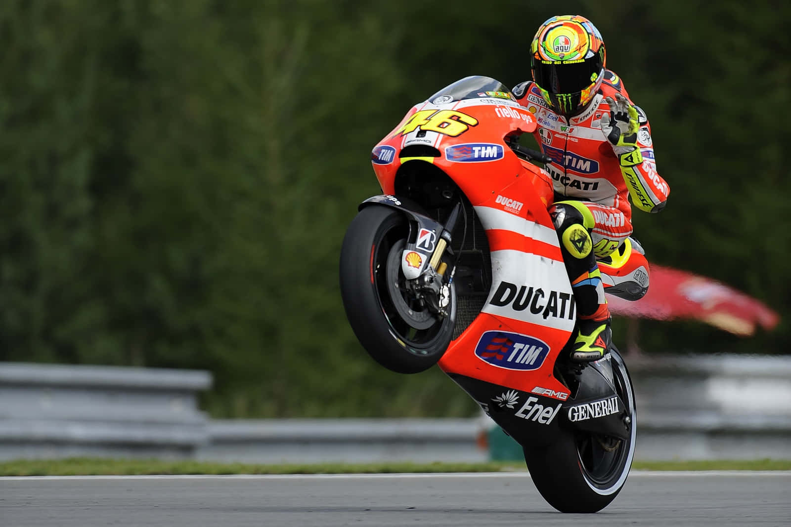 Vr46 Wheeling His Ducati Motorcycle Wallpaper