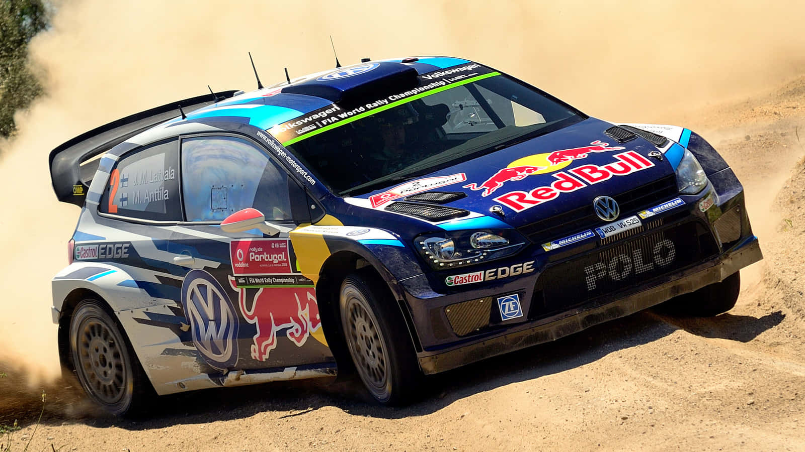 W R C_ Rally_ Red Bull_ Volkswagen_ Polo_ Action_ Shot Wallpaper