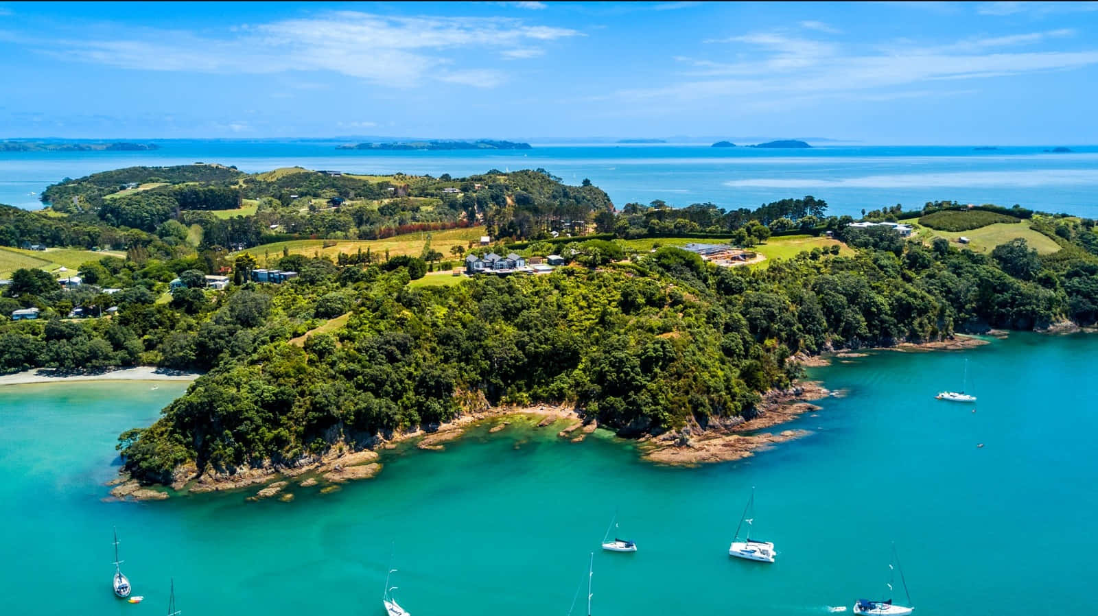 Waiheke Island Aerial View New Zealand Wallpaper