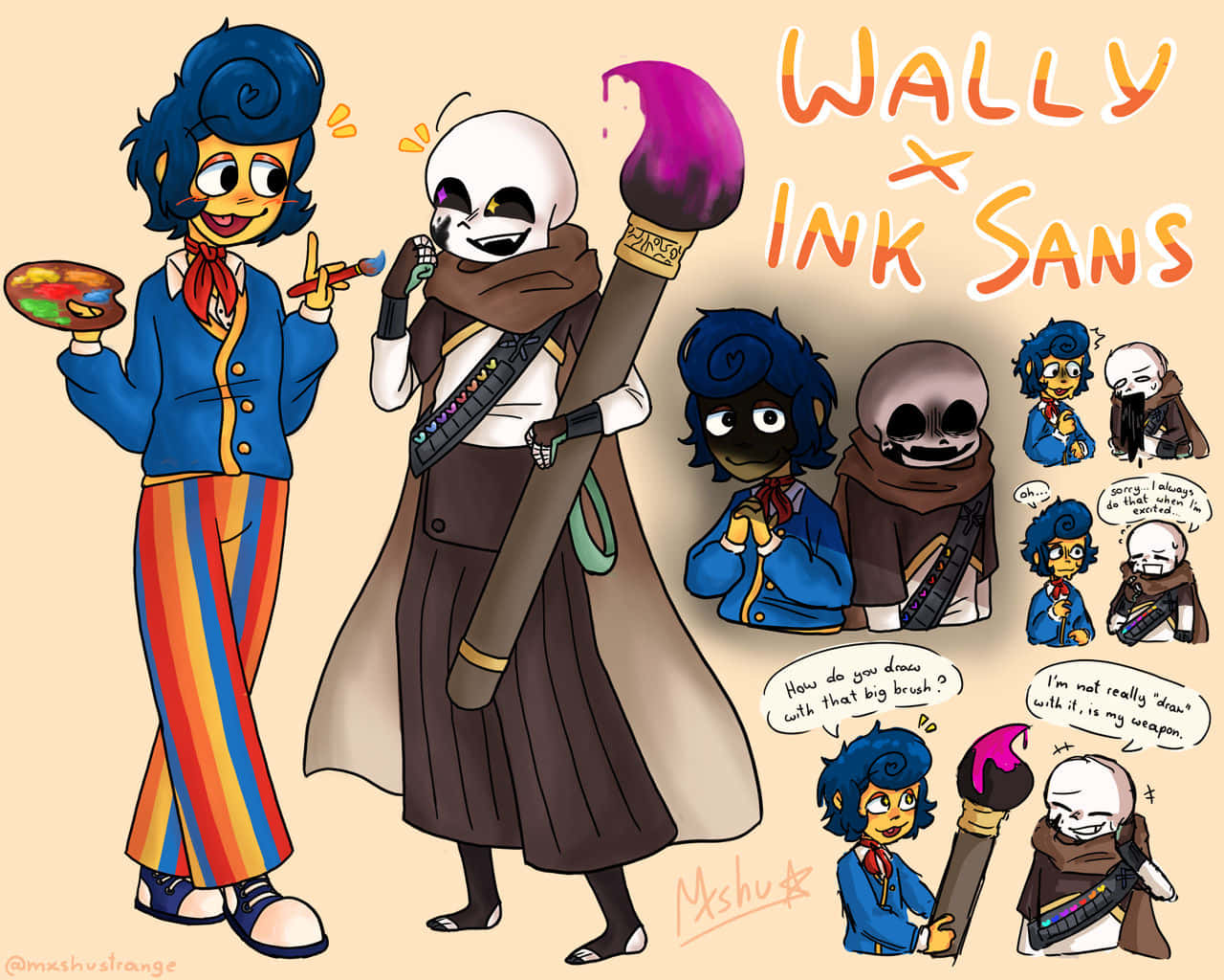 Wallyand Ink Sans Artistic Encounter Wallpaper