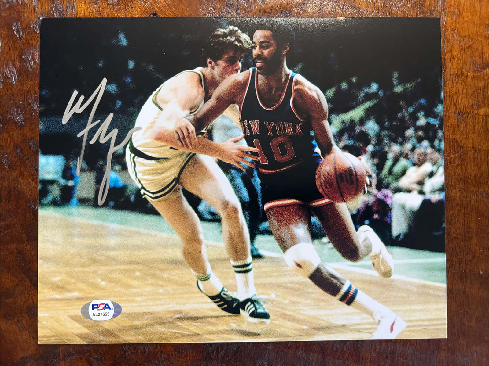 Walt Frazier Dribbling Ball Signed Autograph Wallpaper