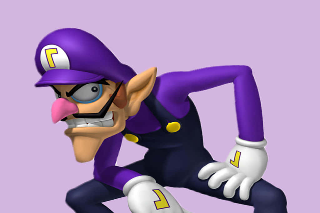 Waluigi Strikes A Pose In Vibrant Background Wallpaper