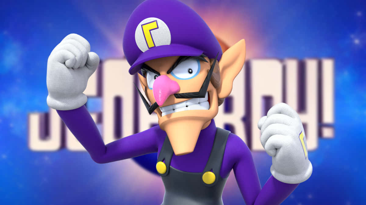 Waluigi Strikes A Pose With Bold Style Wallpaper