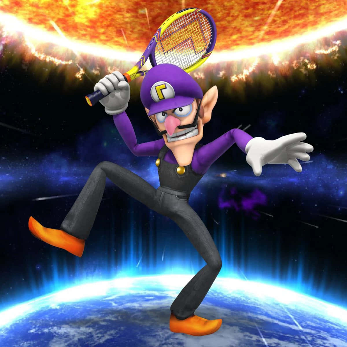 Waluigi Striking A Pose In Style Wallpaper