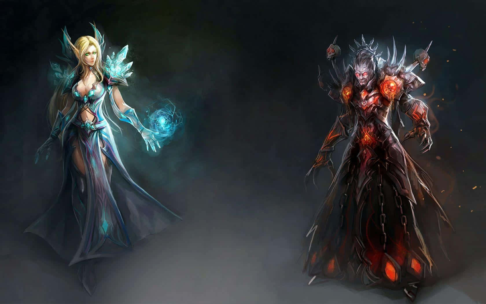 Warcraft Mageand Warlock Artwork Wallpaper