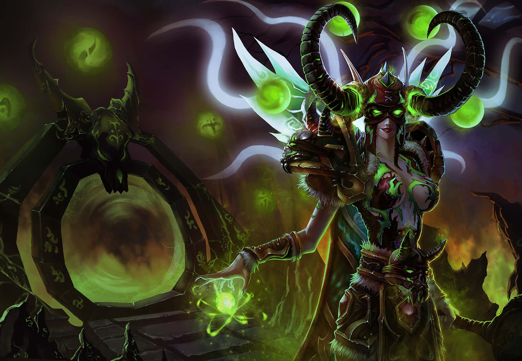 Warlock Summoning Demonic Portal Wallpaper