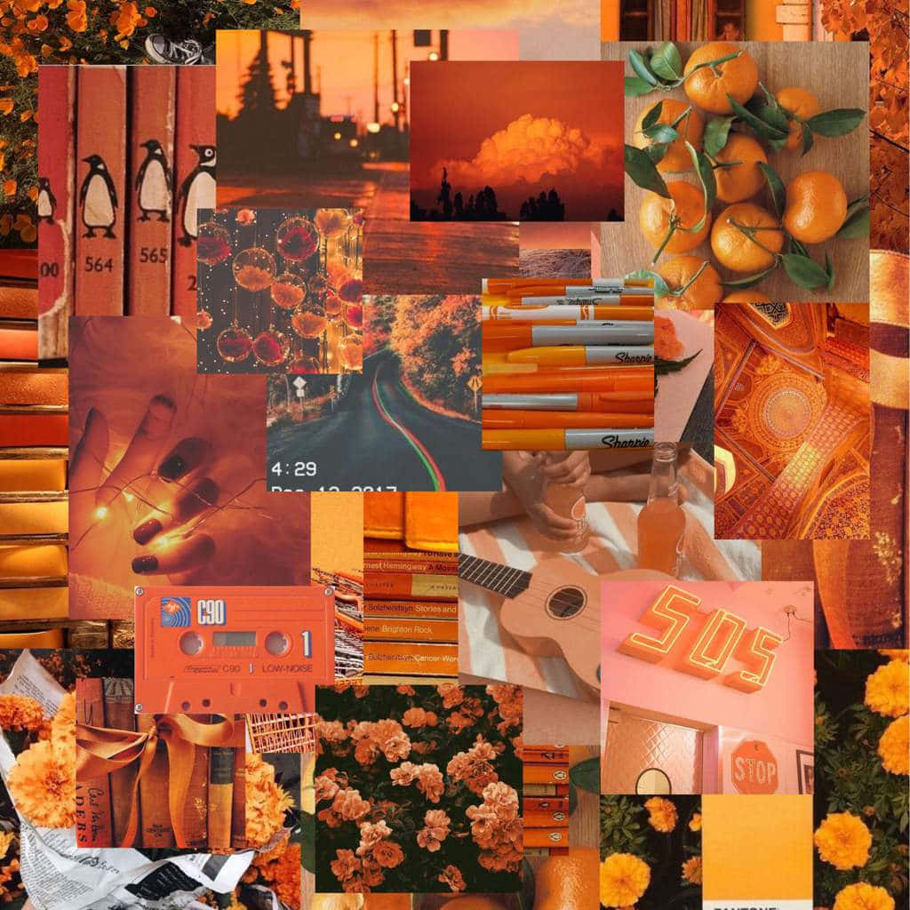 Warm Toned Collage Aesthetic Wallpaper