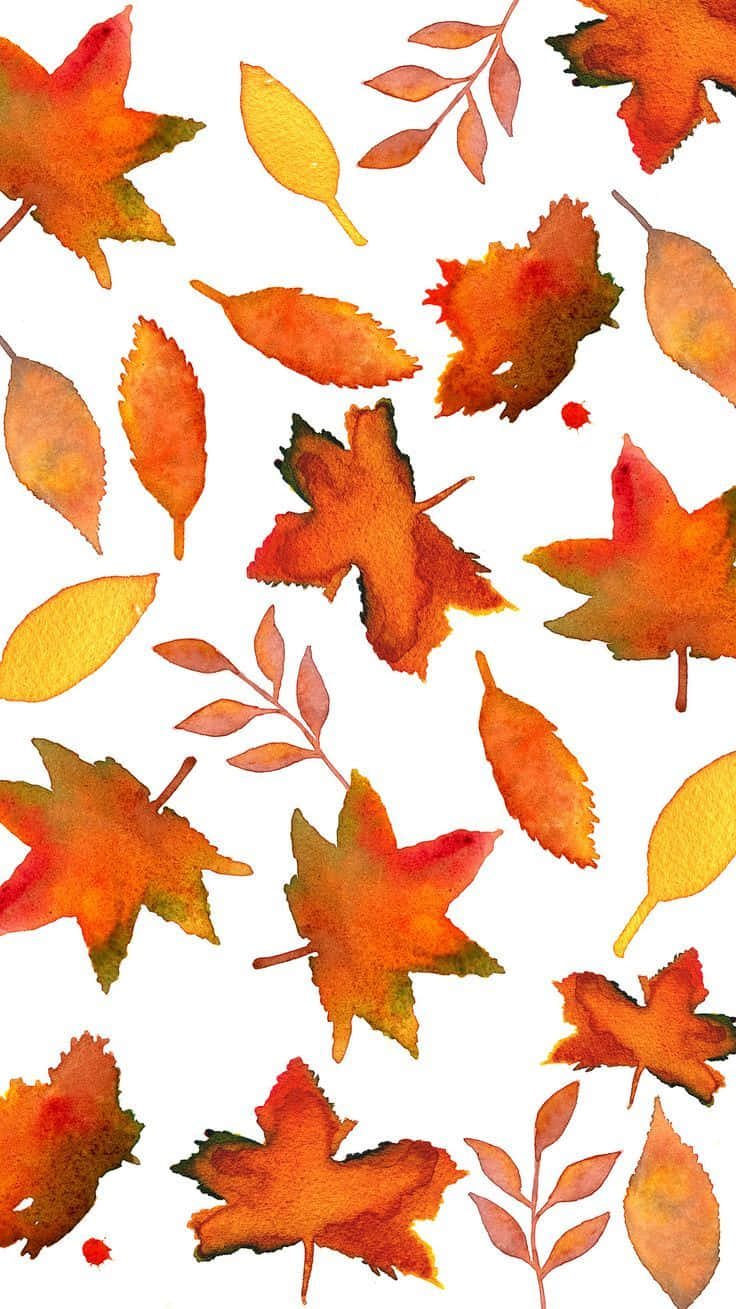 Watercolor Autumn Leaves Pattern Wallpaper