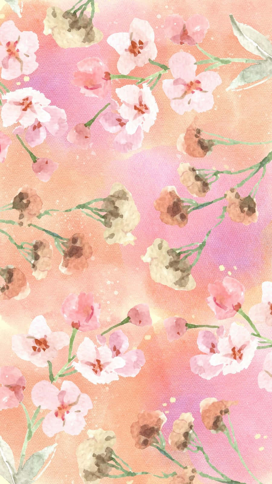 Watercolor Floral Pattern Pink Backdrop Wallpaper