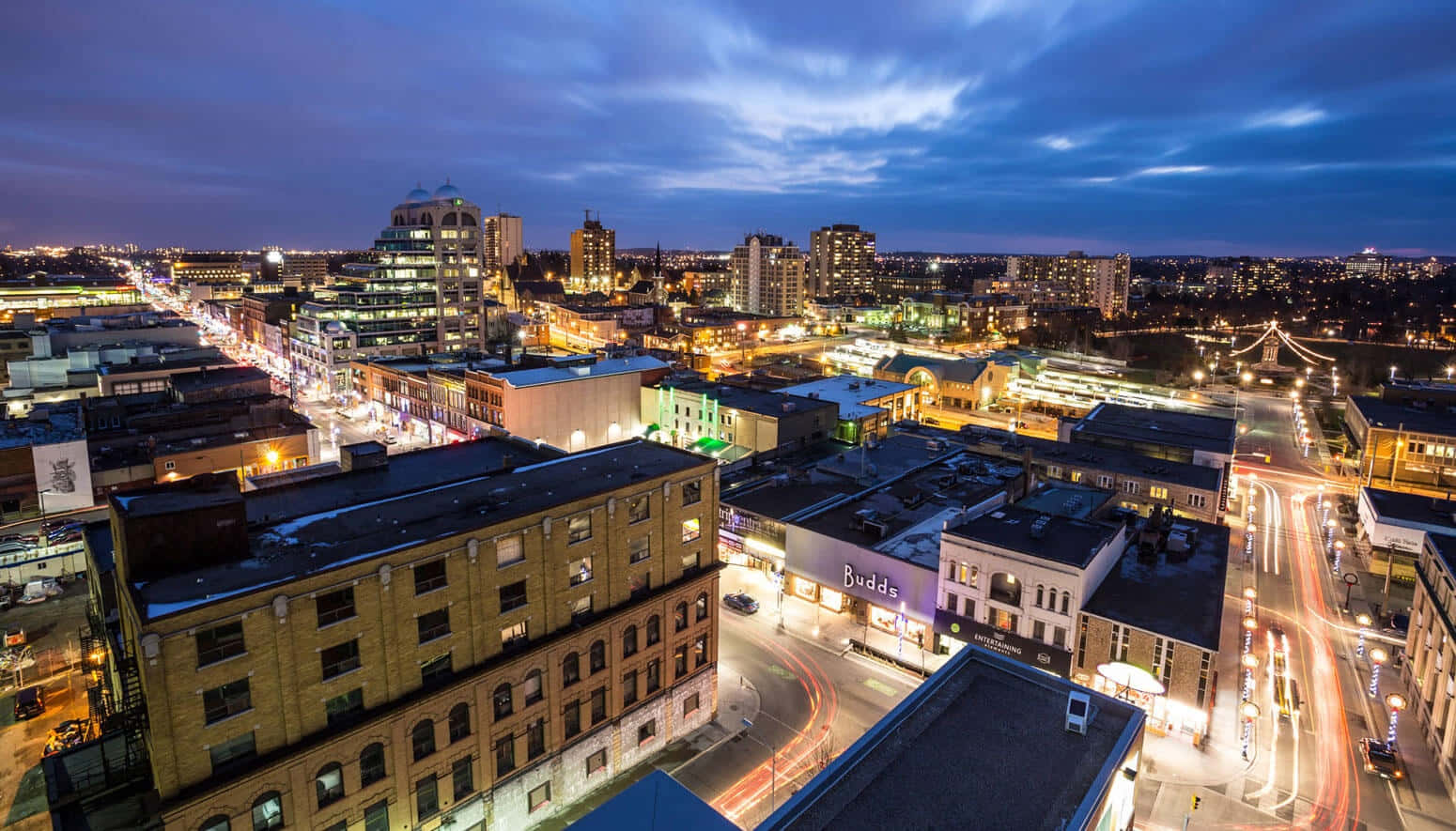 Waterloo Downtown Night Skyline Wallpaper