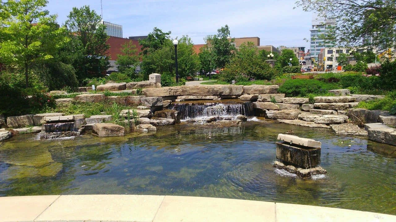 Waterloo Uptown Park Water Feature Wallpaper