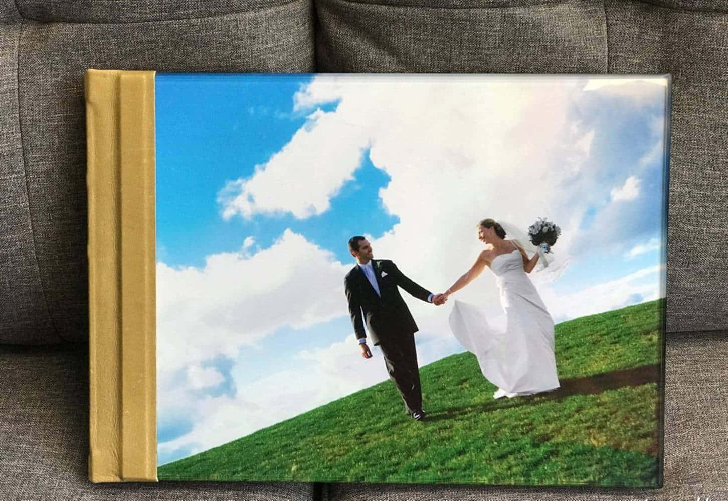 Wedding Couple Hilltop Sky Album Cover Wallpaper