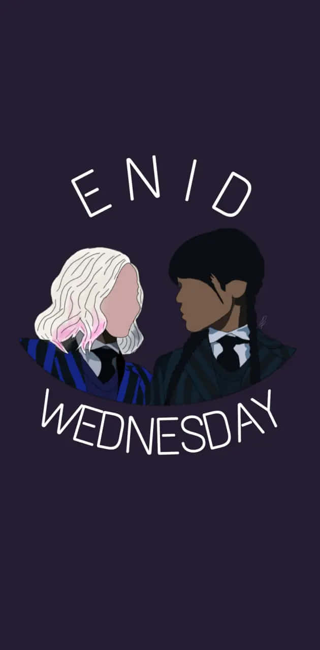 Wednesdayand Enid Illustration Wallpaper