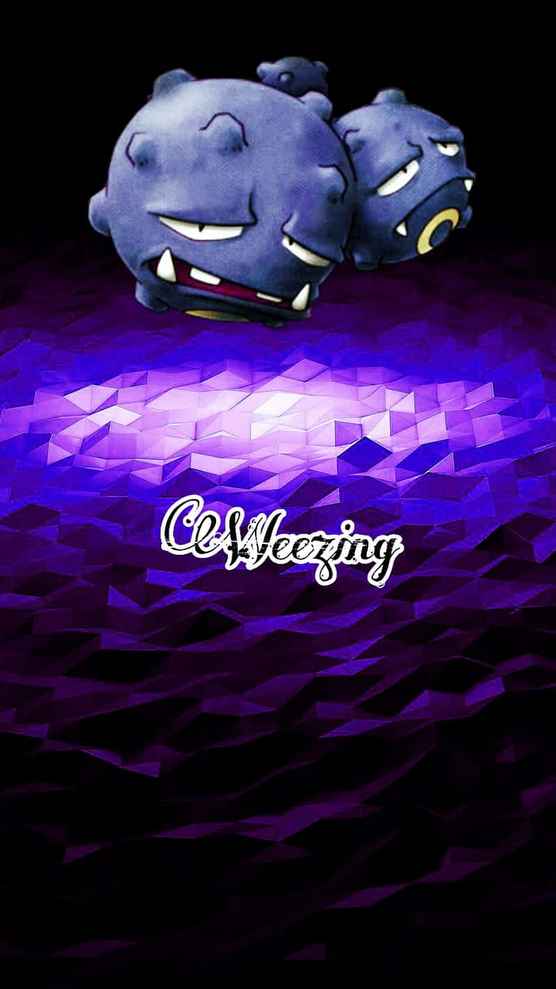 Weezing On Purple Geometric Surface Wallpaper