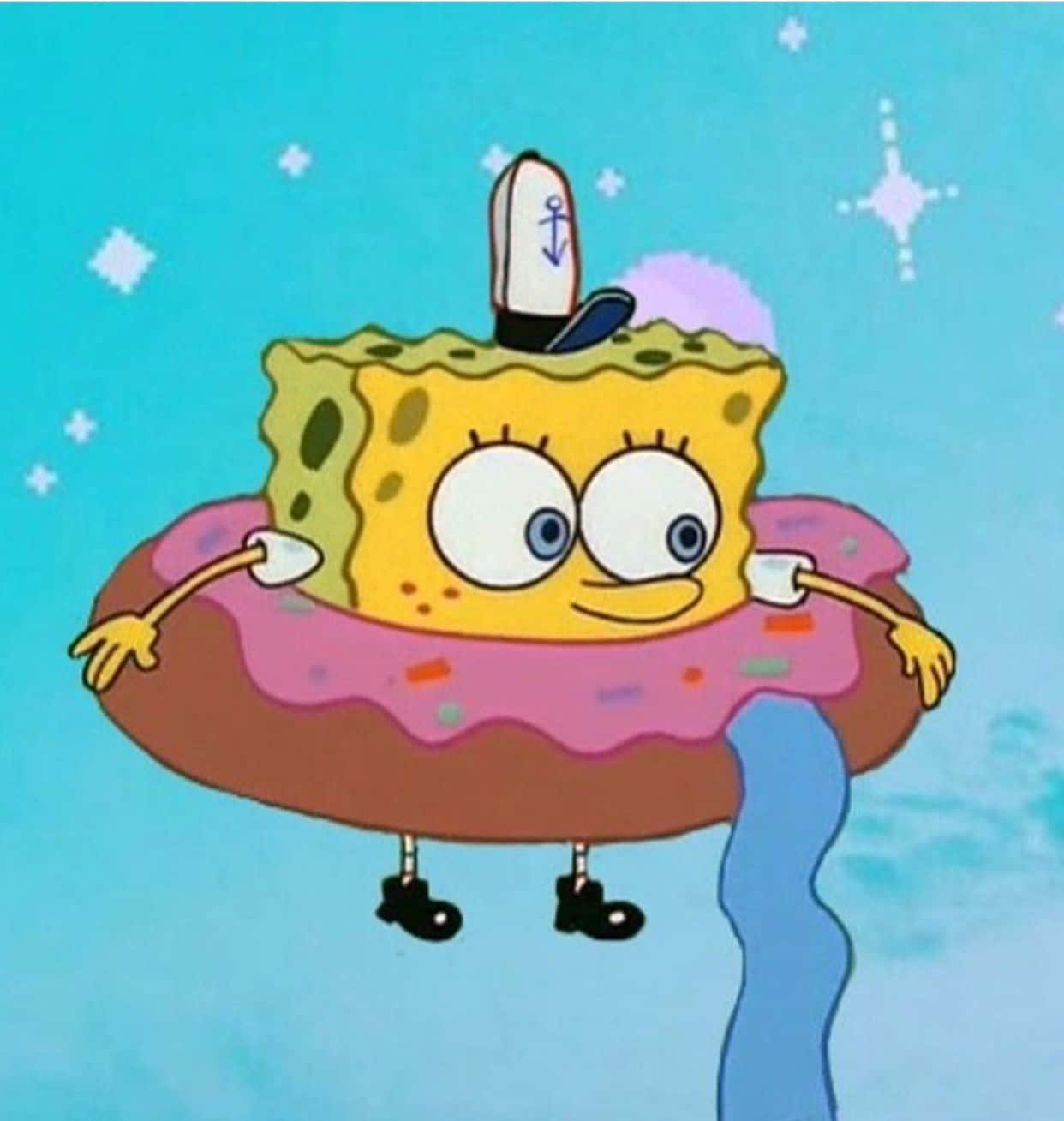 Weird Pfp Of Spongebob On Floatie Wallpaper