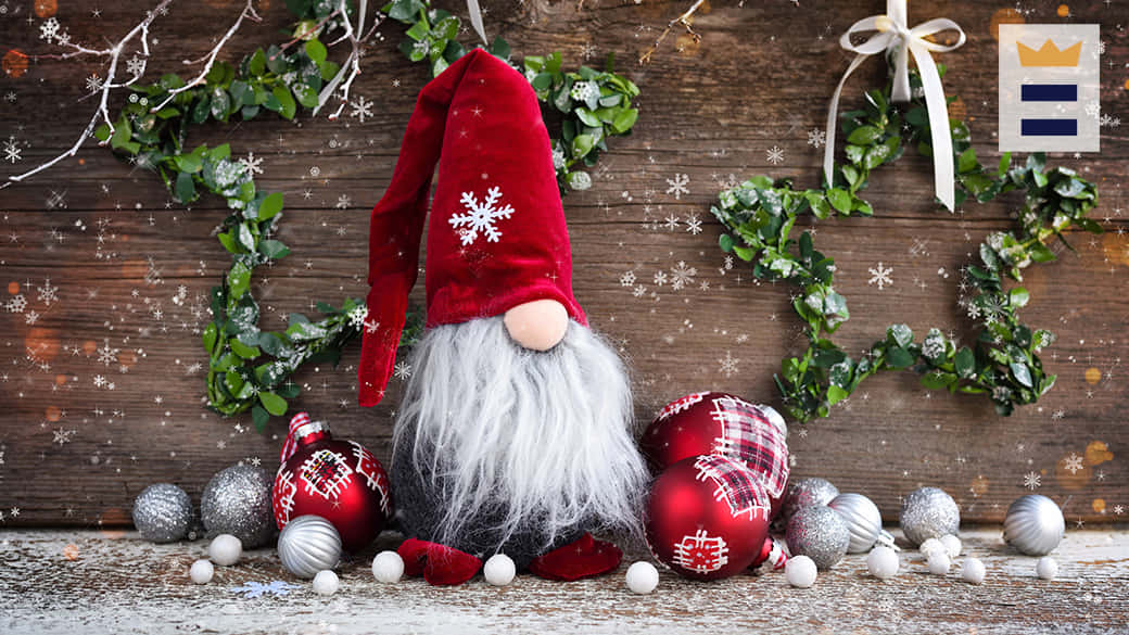 Welcome Christmas With A Cheerful Gnome Wallpaper