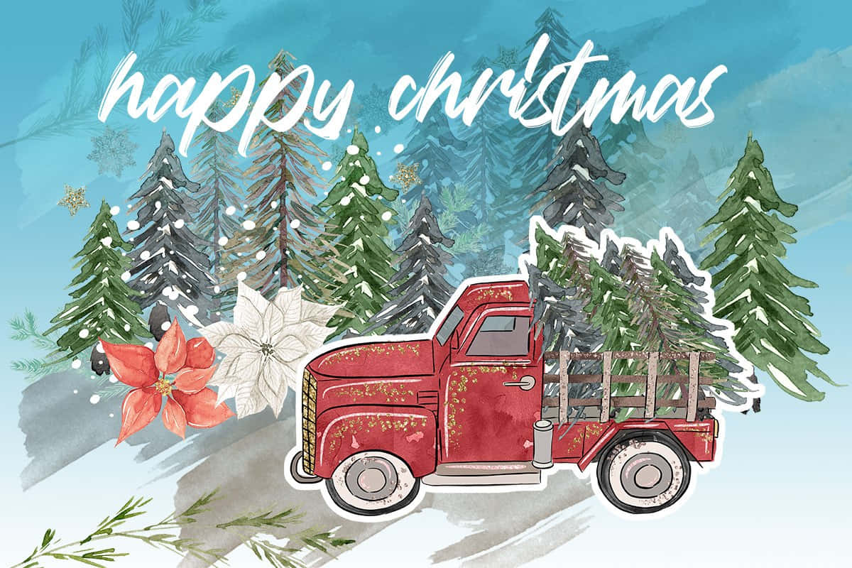 Welcome The Holiday Season With This Festive Vintage Truck Full Of Christmas Cheer! Wallpaper