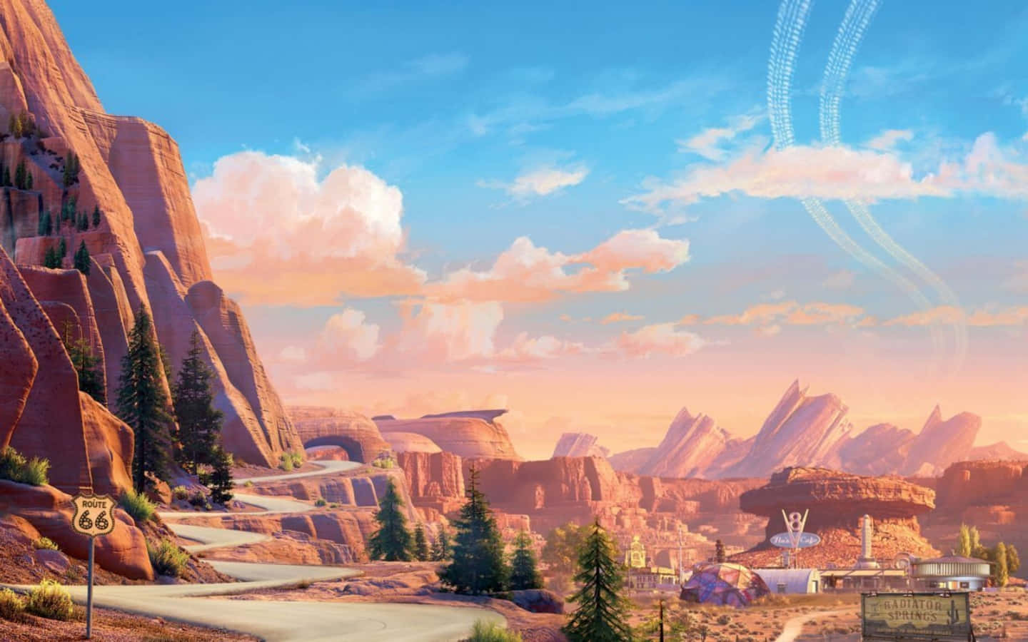 Welcome To Radiator Springs, The Heart Of Route 66 Wallpaper