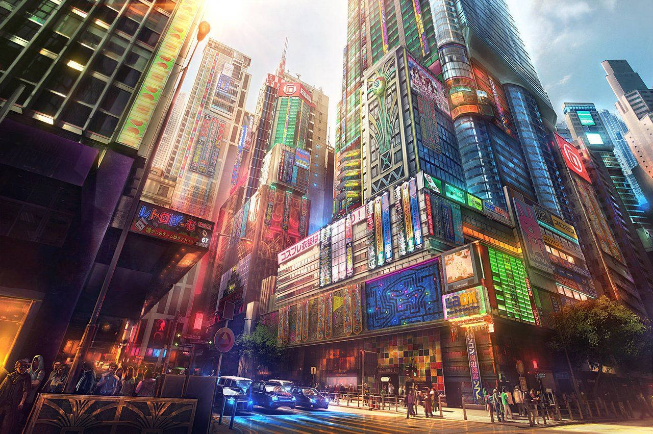 Welcome To The Vibrant World Of Anime City! Wallpaper