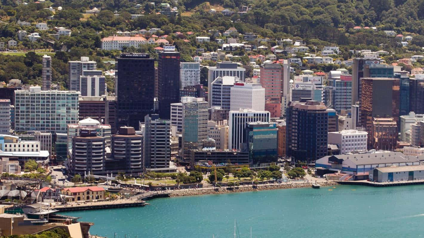 Wellington Cityscape Waterfront Aerial View.jpg Wallpaper