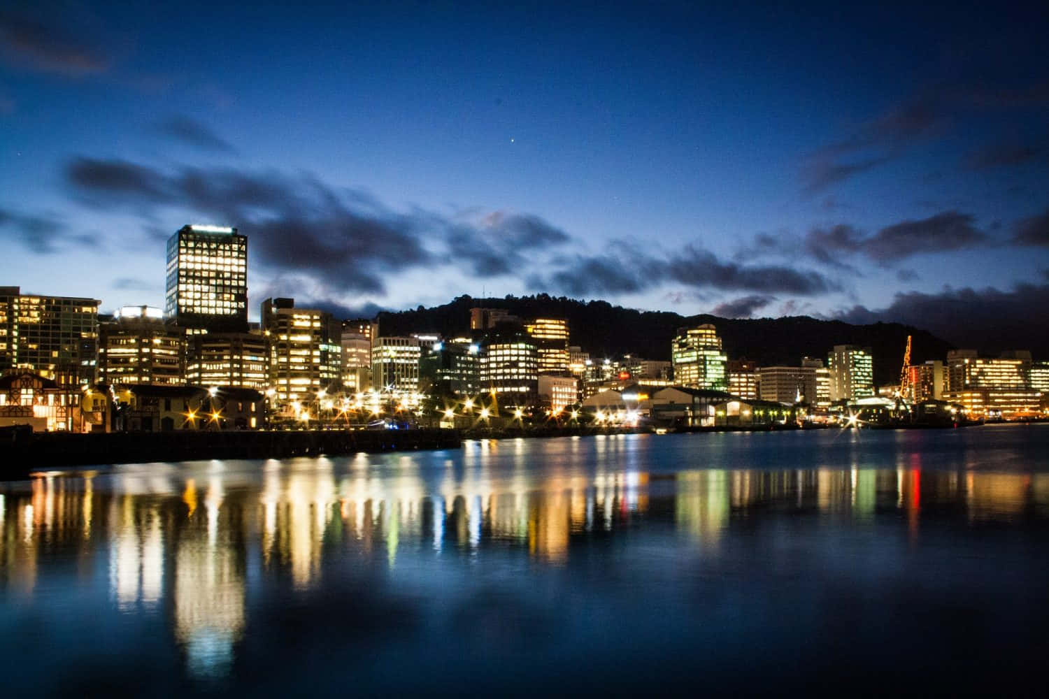 Wellington Waterfront Night Skyline Wallpaper