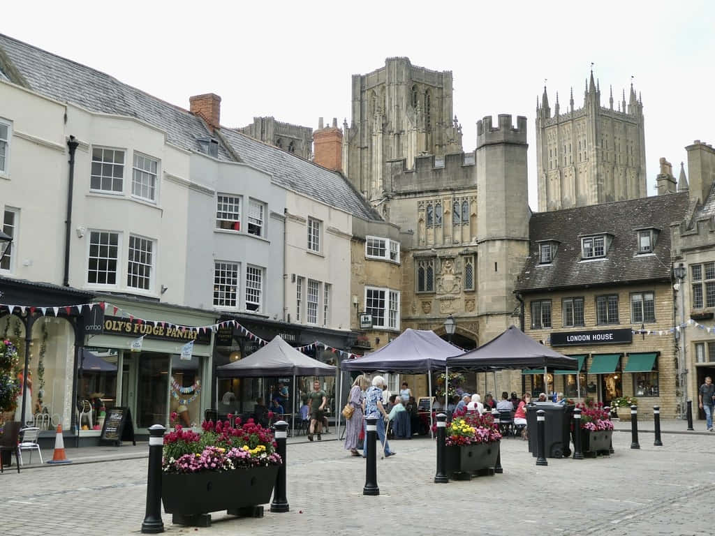 Wells Cathedral Marketplace View Wallpaper