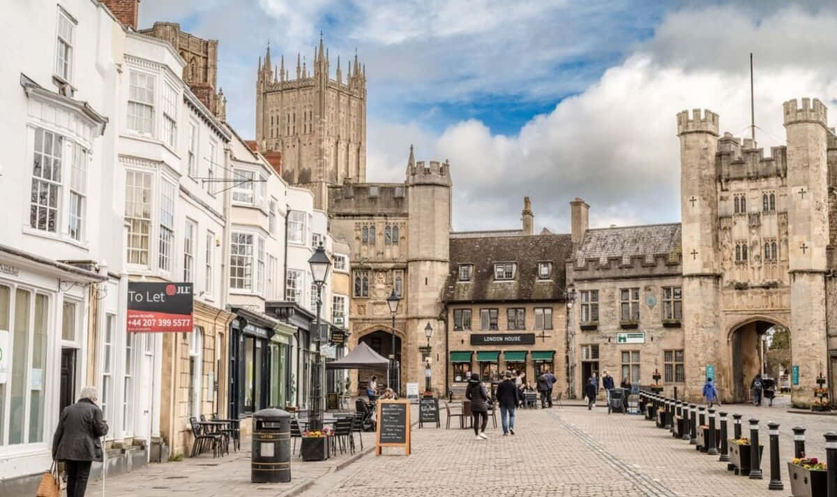 Wells Cathedral Street View Wallpaper