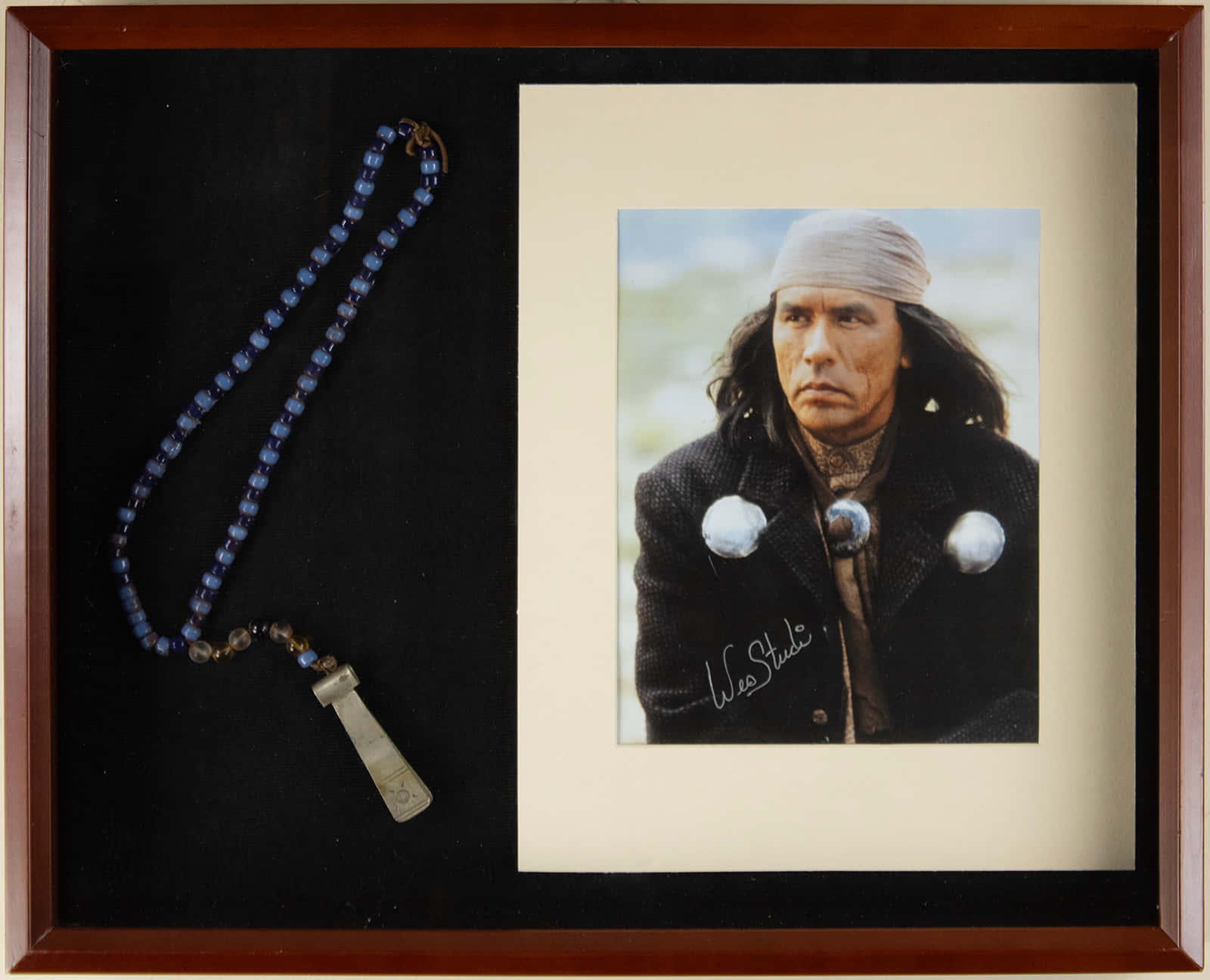 Wes Studi Portraitand Beaded Necklace Wallpaper