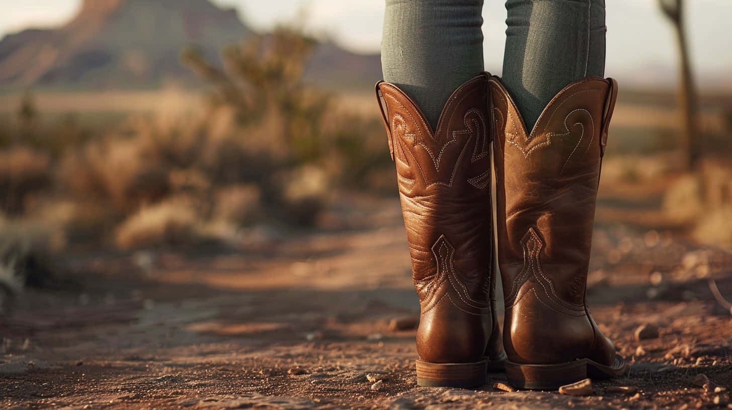 Western Boots Desert Backdrop Wallpaper