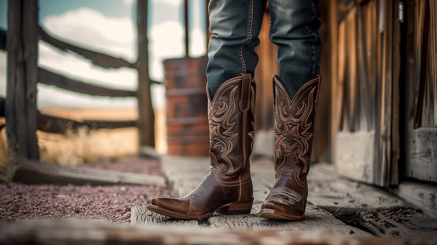 Western Cowboy Boots Standing Wallpaper