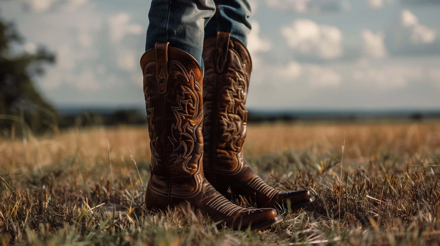 Western Cowboy Bootsin Field Wallpaper