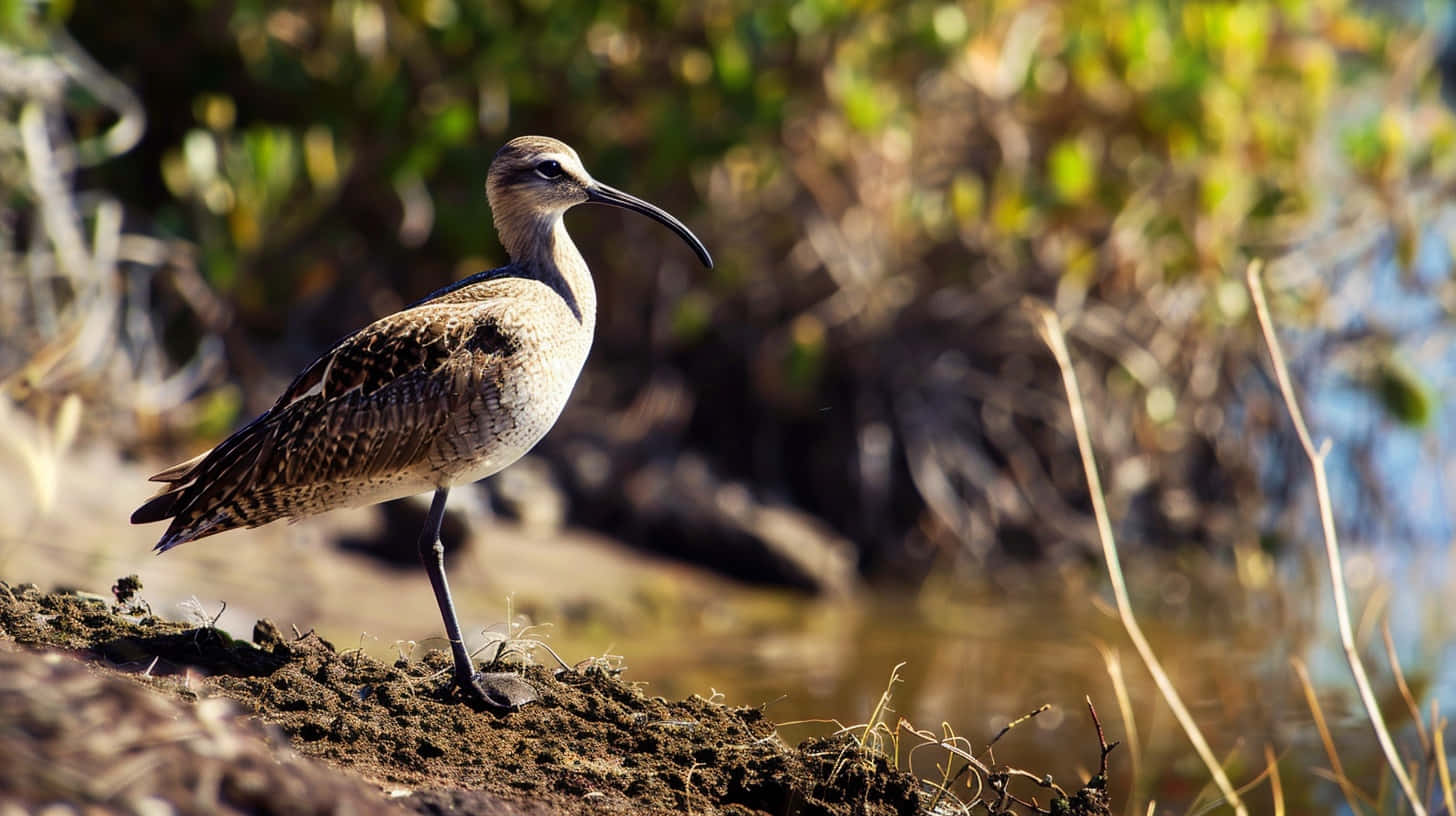 Whimbrel Shorebird Riverside Wallpaper