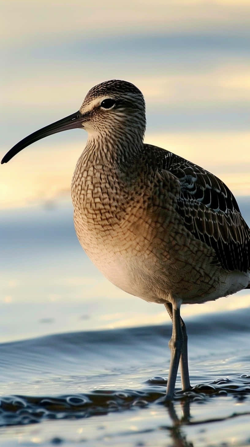 Whimbrel Shorebird Sunset Waterside.jpg Wallpaper