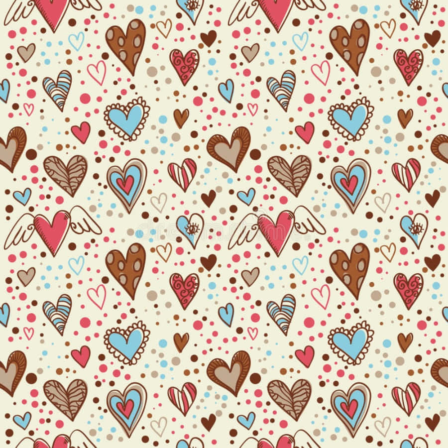 Whimsical Heart Doodle On Vibrant Background Wallpaper