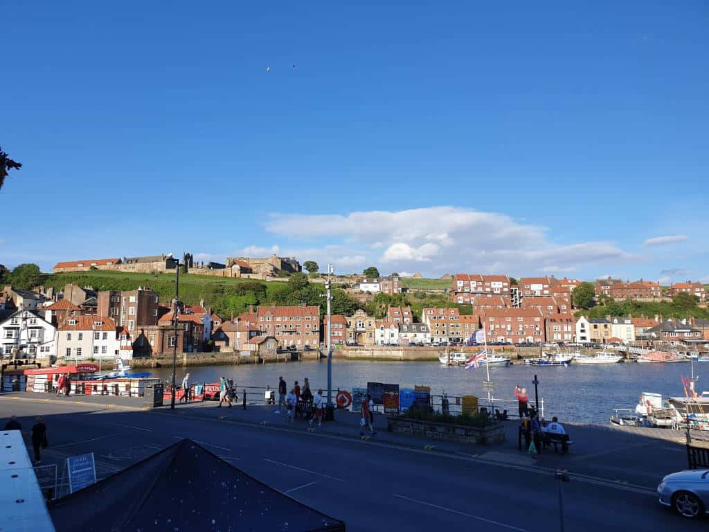 Whitby Harbor Sunny Day Wallpaper