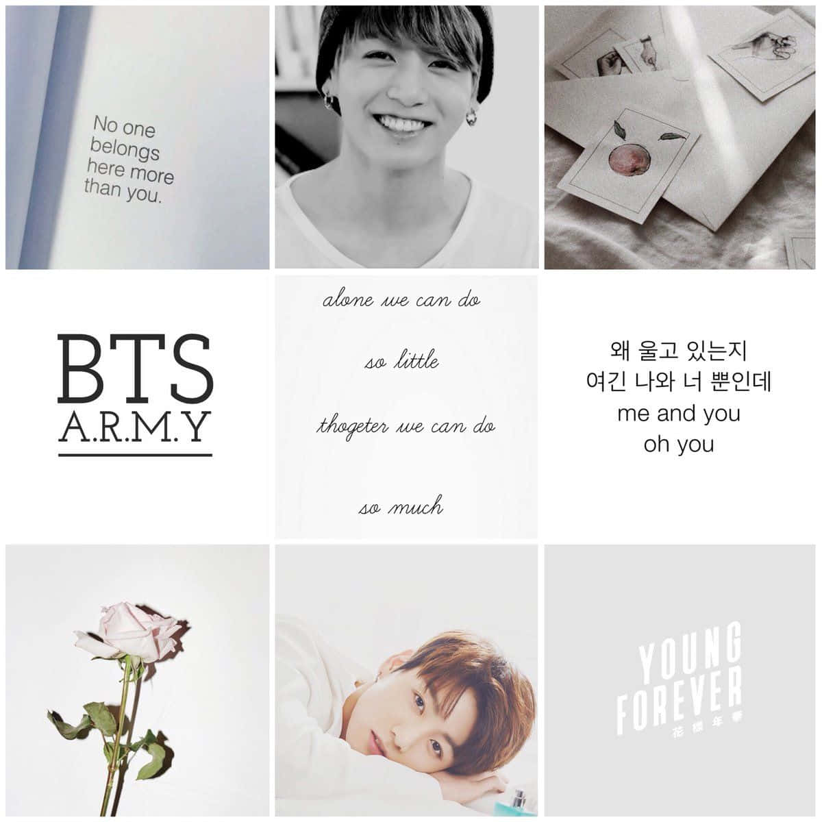 White Aesthetic Collage Jungkook Wallpaper