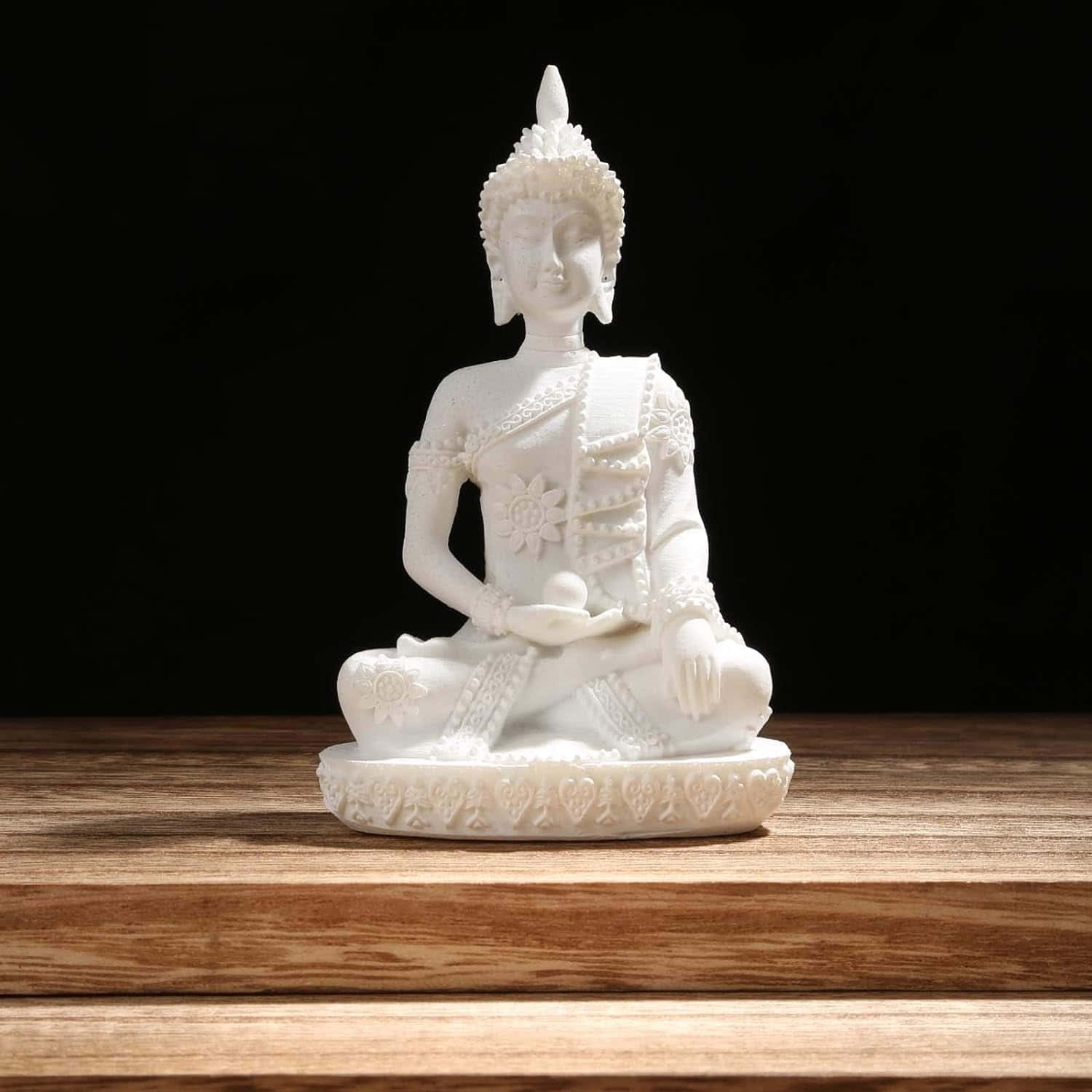 White Buddha Statue Meditation Wallpaper