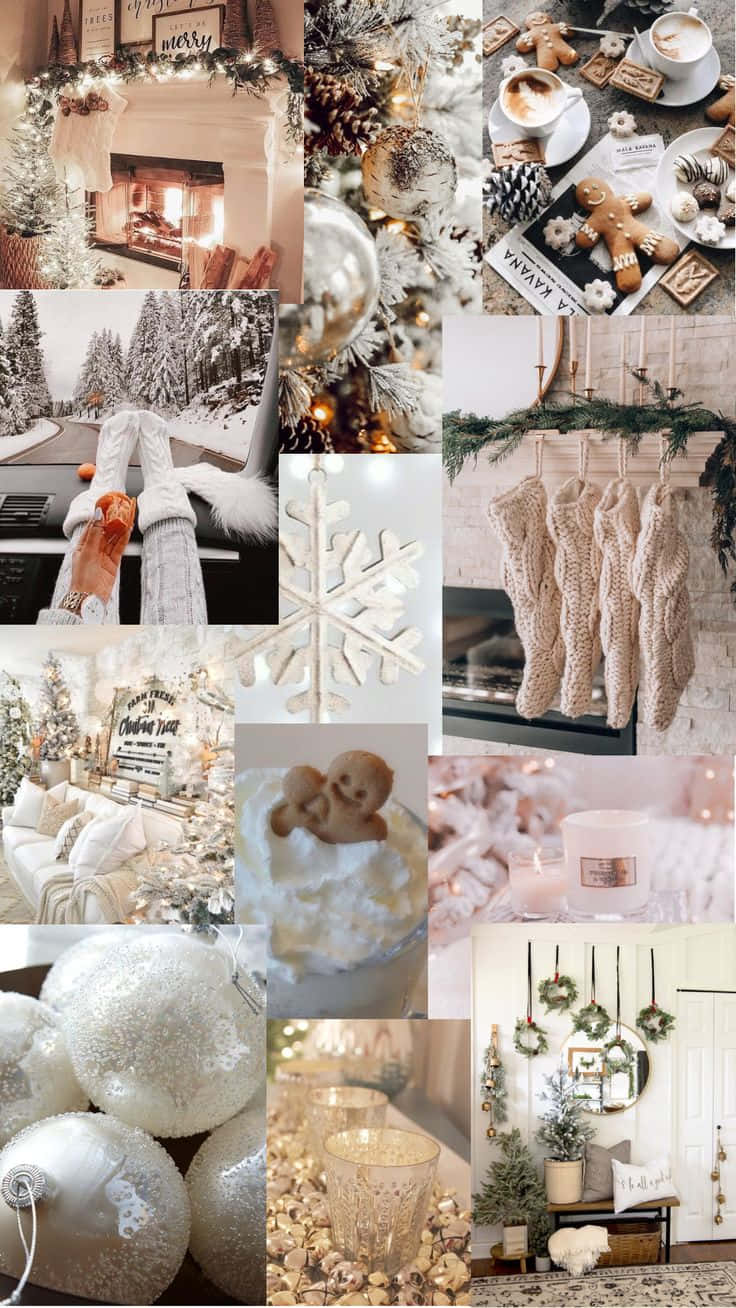 White Christmas Aesthetic Collage Wallpaper