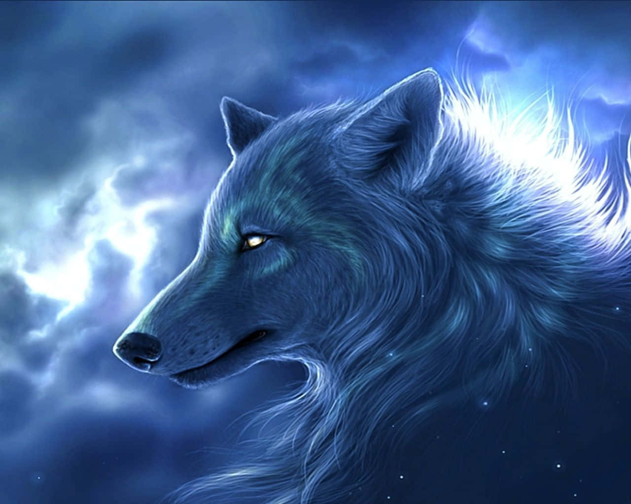 White Epic Wolves And Blue Sky Wallpaper