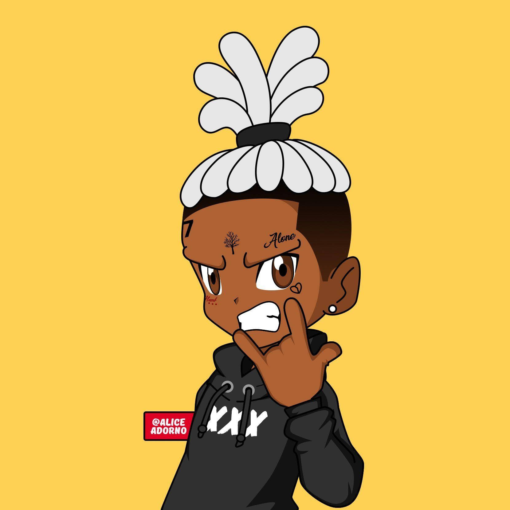 White Hair Xxxtentacion Cartoon Wallpaper