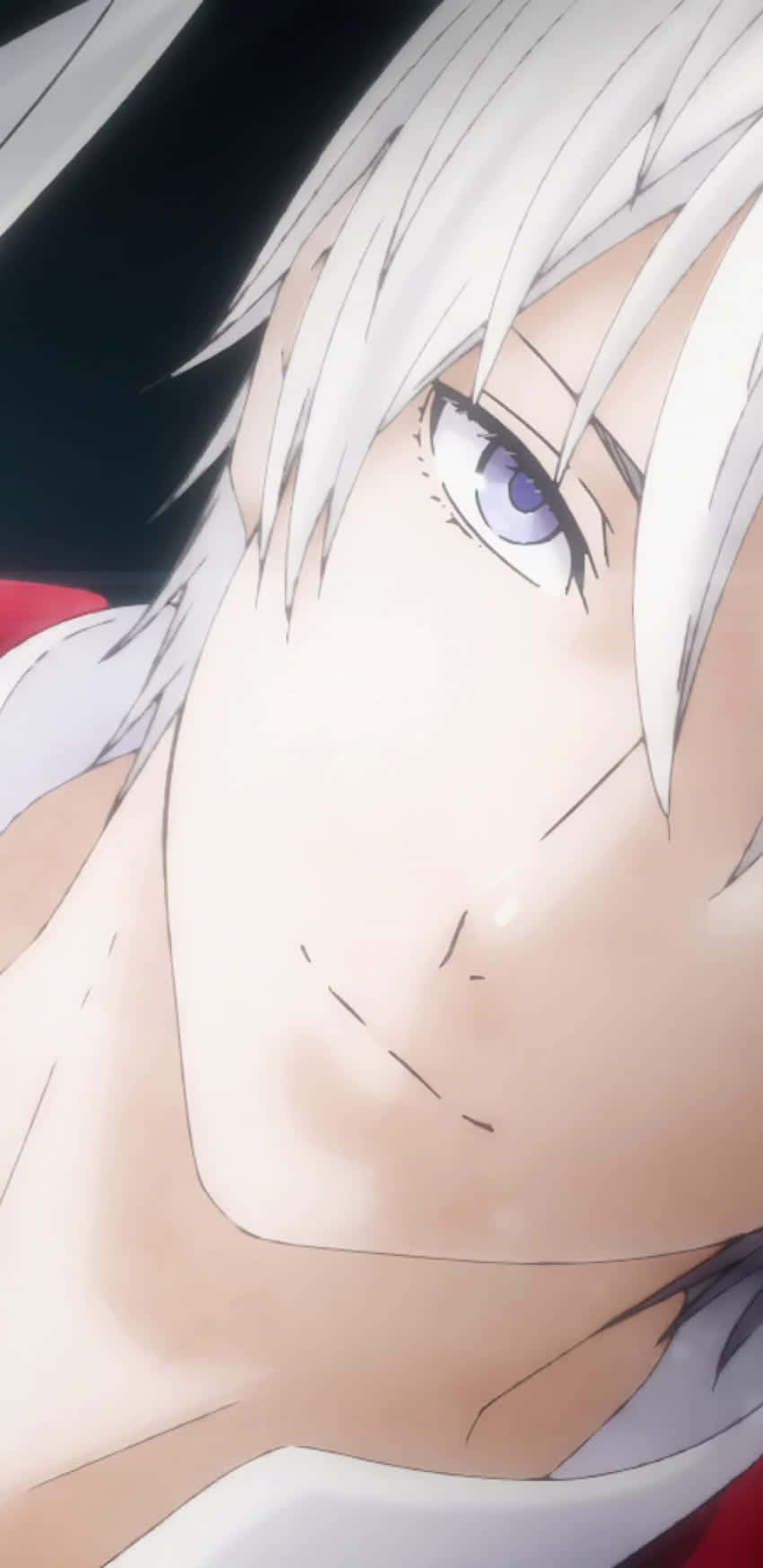 White Haired Anime Character Close Up Wallpaper