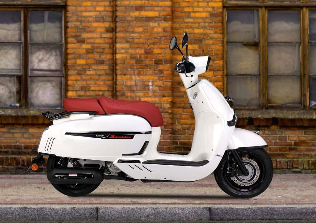 White Keeway Scooter Urban Backdrop Wallpaper