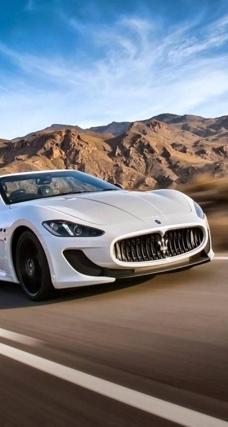 White Maserati Grancabrio Car Iphone Wallpaper