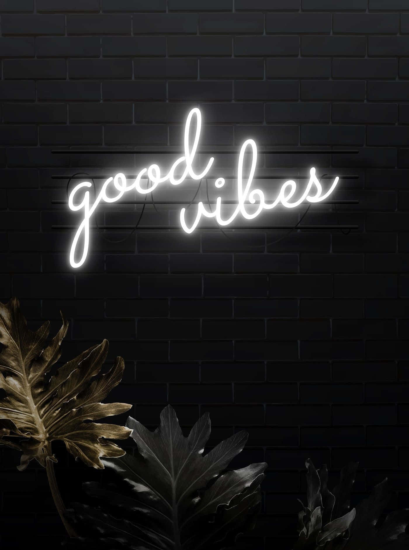 White Neon Good Vibes Wallpaper