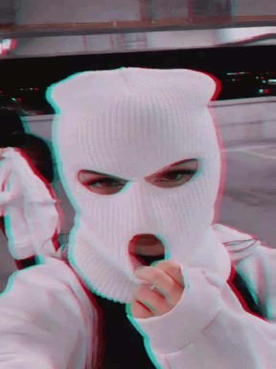 White Ski Mask Girl In Parking Lot Wallpaper