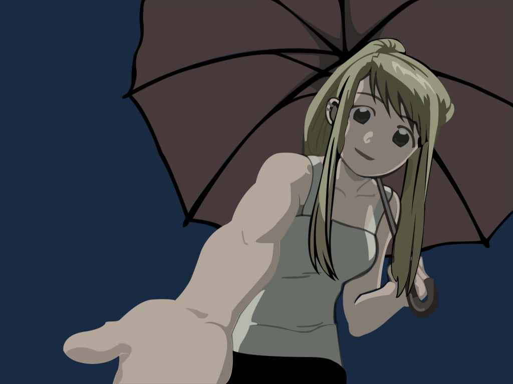 Winry Rockbell Smiling In The Workshop Wallpaper