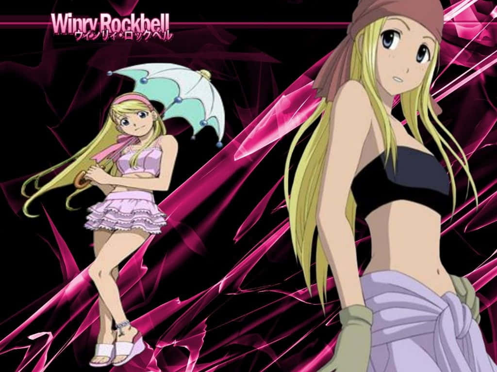 Winry Rockbell Smiling In Workshop Wallpaper