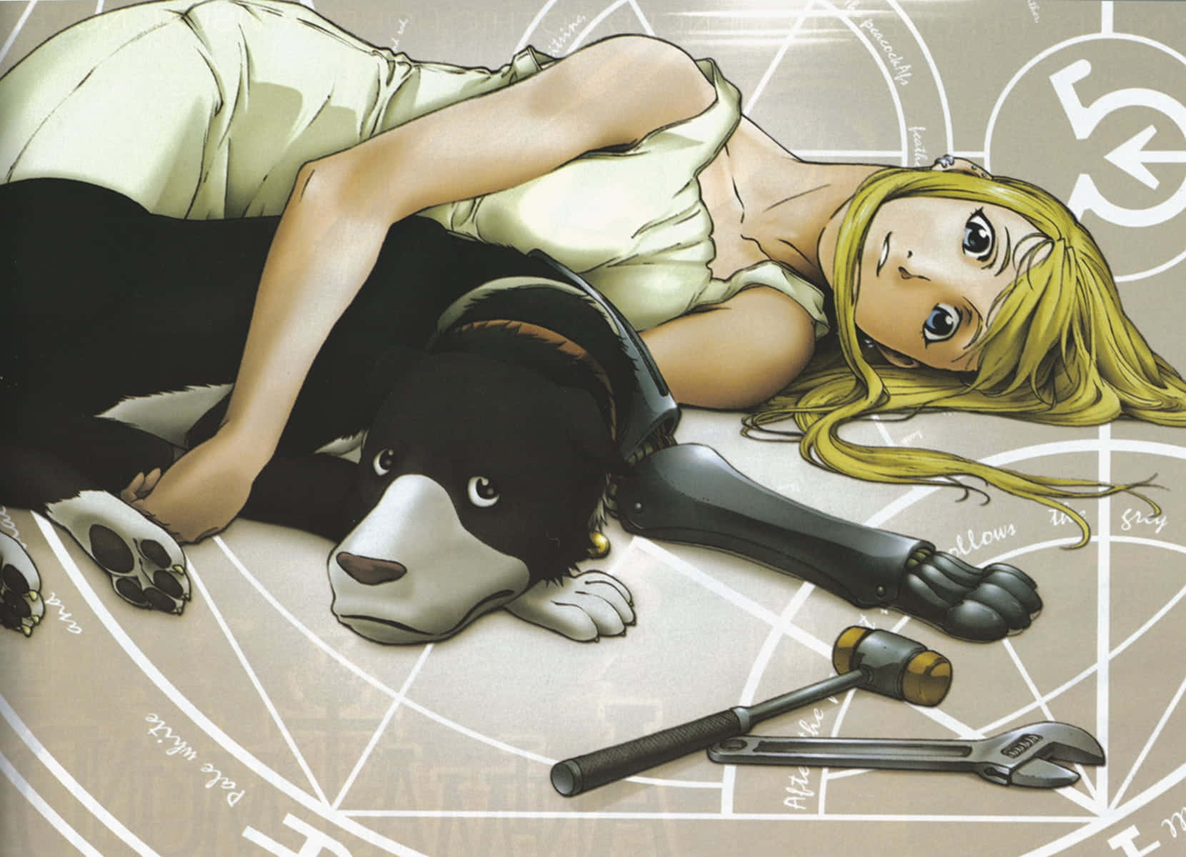 Winry Rockbell, The Talented Automail Mechanic From Fullmetal Alchemist, Posing With Her Tools. Wallpaper