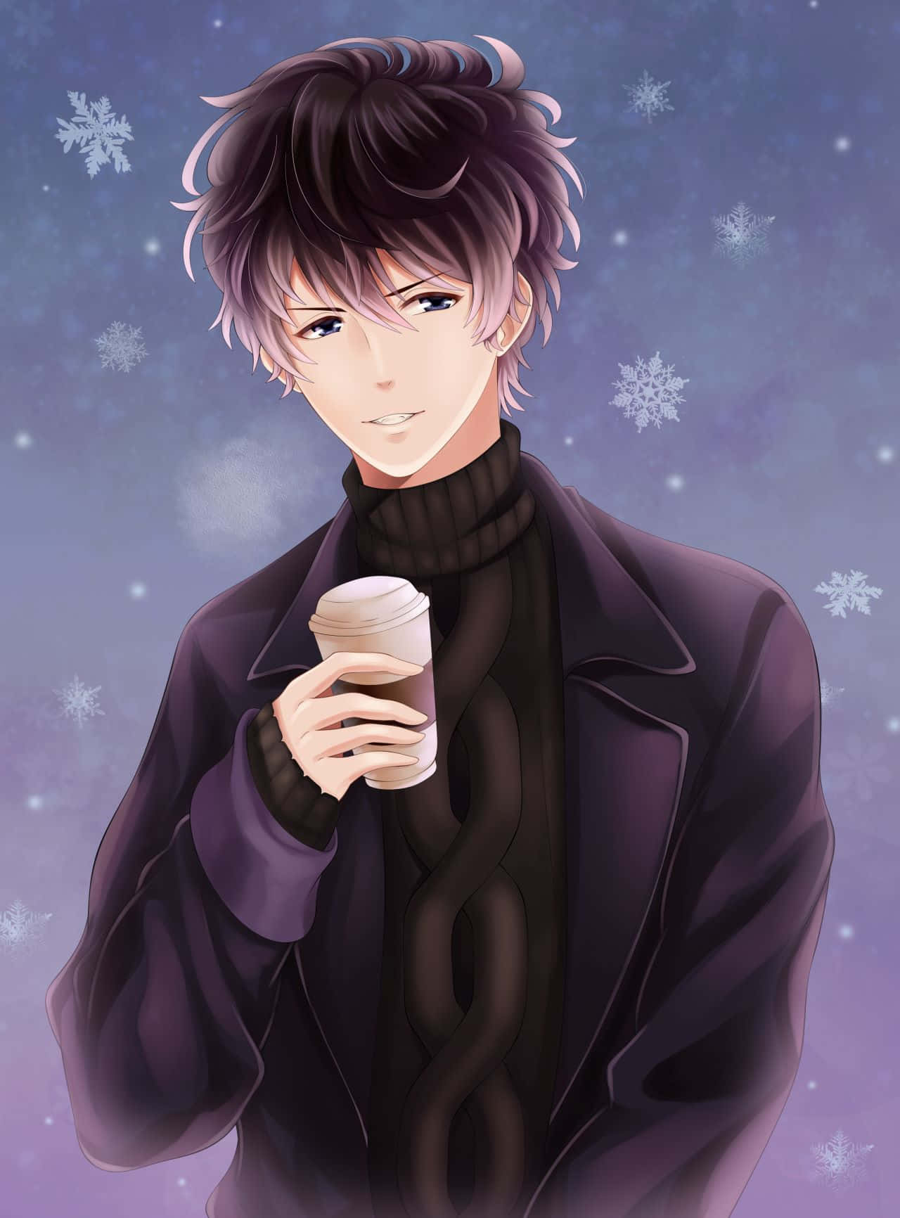 Winter Coffee Anime Boy Wallpaper